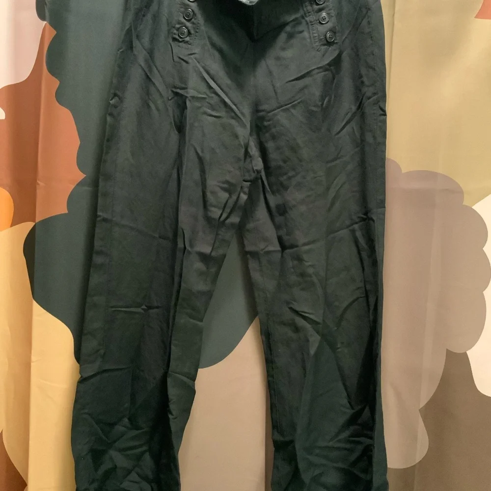 Larry Levin Dark Blue Linen straight leg pants - Picture 3 of 3